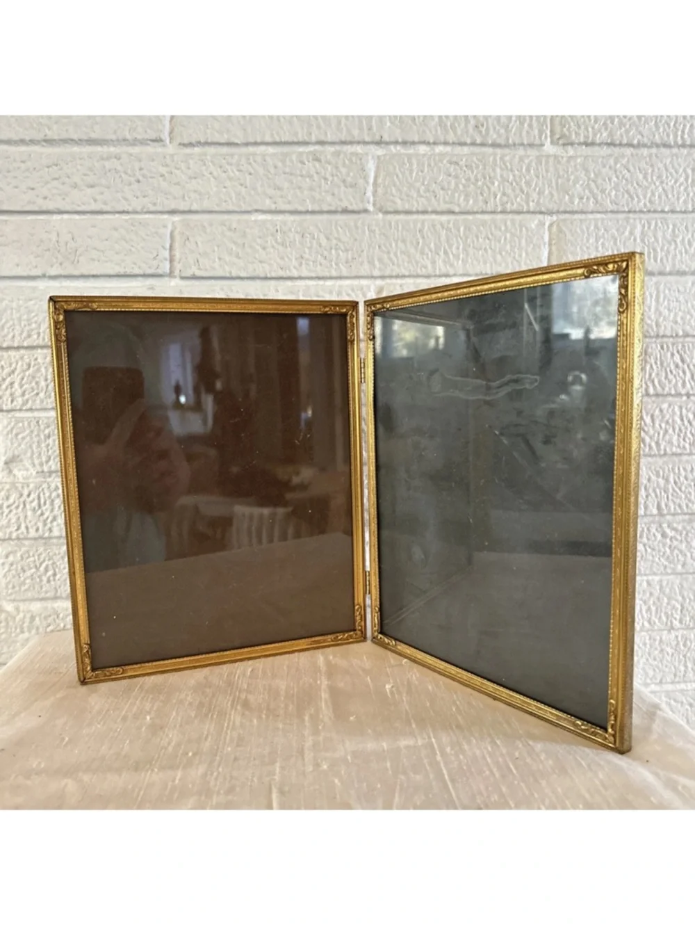 Vintage ORNATE DANISH Bi-Fold Picture Frame 8